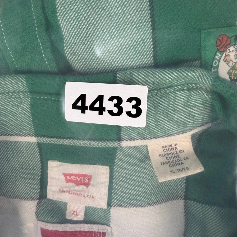Levis x NBA Boston Celtics Western Flannel Shirt Green Plaid Mens XL #4433